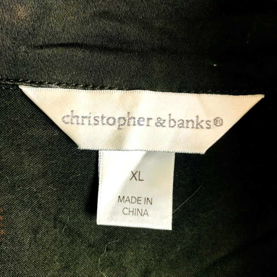 Christopher & Banks Gilet Utilitaire Femme XL Vert Sans Manches Zippée Plein Air - Photo 2/4