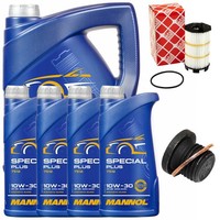 MotoröL Filter Set Mannol 10W-30 API SN 9 Liter + Schraube FüR Audi A6 4.2 FSI
