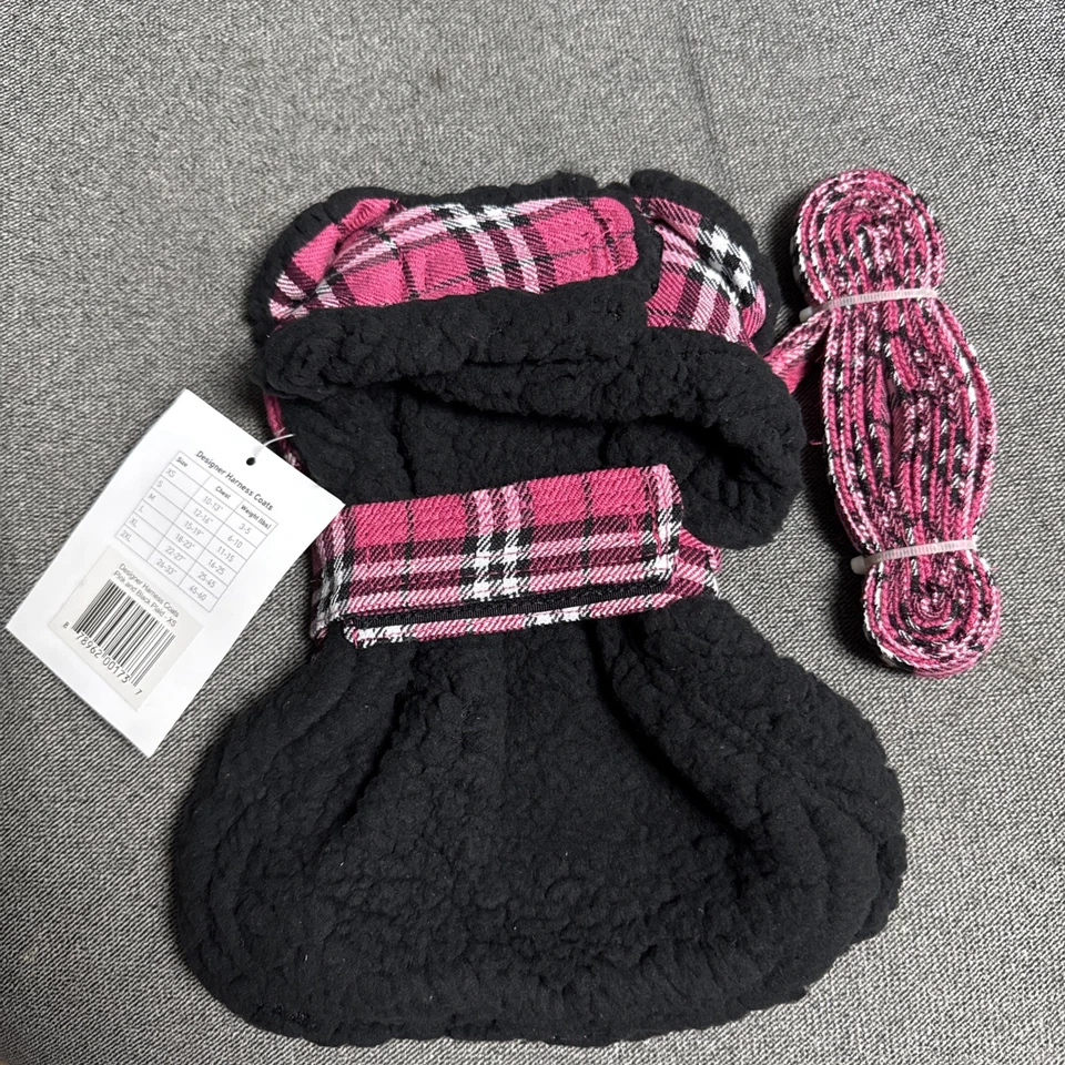 Doggie Design Size XS Harness Coats Black And Pink Plaid - Image 3 of 4