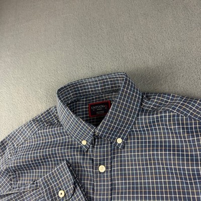 UNTUCKit Riley Shirt Men's S Blue Navy Plaid Office Casual Dress Button Down
