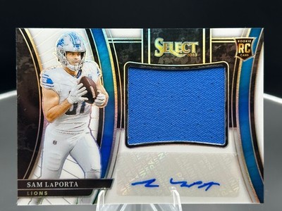 2023 Panini Select Sam LaPorta Jumbo Rookie Signature Swatches White Prizm #/75
