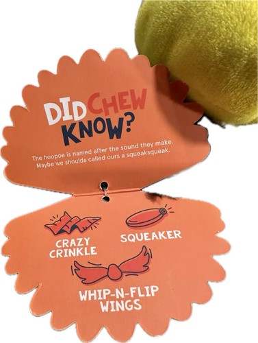 Bark Box Haja Hoopoe Dog Toy Madagascar Unleashed Animal Squeak Crinkle XS-S NEW - Picture 19 of 19