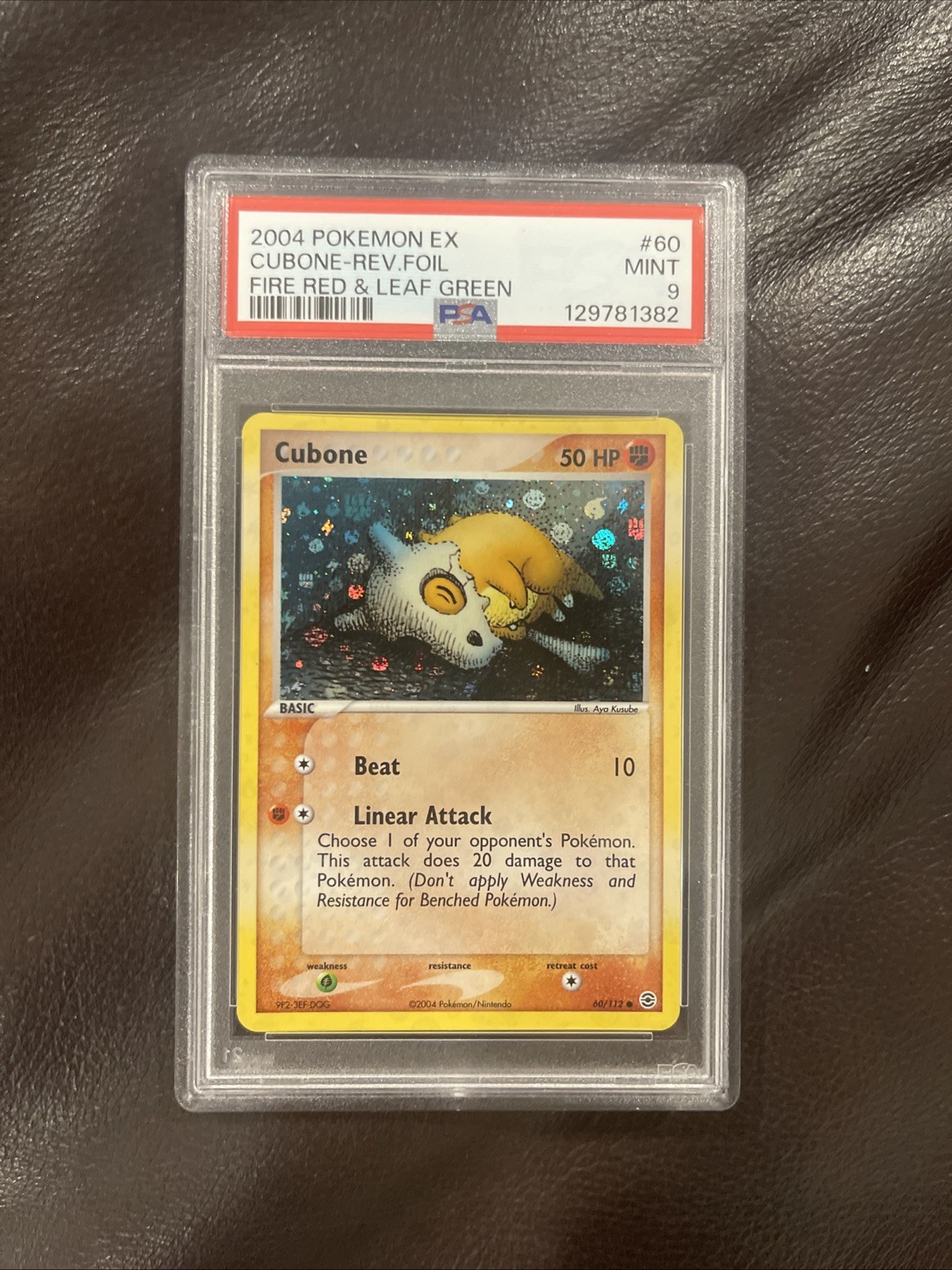 PSA 9 MINT Cubone EX Fire Red & Leaf Green 60/112 Reverse Holo Pokemon Card