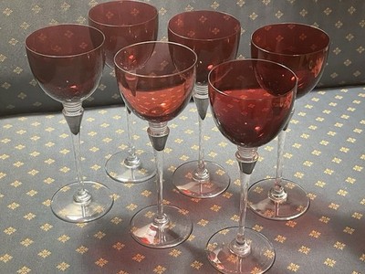 6 Copas De Vino Hermes Burdeos 9x22cm Sin Usar , Sin Caja