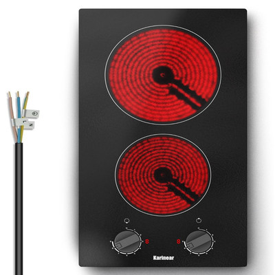 Karinear Glaskeramikkochfeld 2 Platten 30cm 3000W Elektroherd Kristallglas 220V