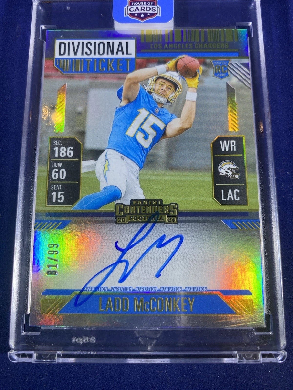 2024 Panini Contenders Divisional Ticket #110 Ladd McConkey On Card Auto /99