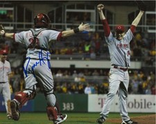 RYAN HANIGAN CINCINNATI REDS CAUGHT HOMER BAILEYS 2 NO HITTERS RARE SIGNED PHOTO