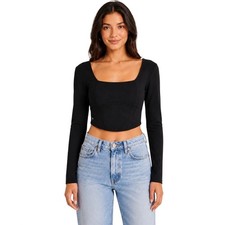 NWT Abercrombie Fitch Long Sleeve Corset Top Black Small