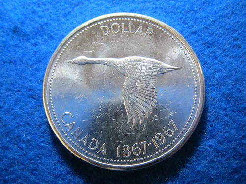 1967 Canada Silver Dollar - Centennial "Goose" - Bright Uncirculated - Bit Hazy