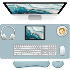 Desk Pad Mat Set,3-in-1 Large Mouse Pads with Wrist Rest and Keyboard Pad, De...