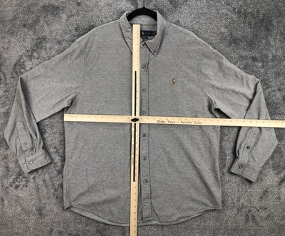 Ralph Lauren Shirt Mens 2XL Gray Knit Oxford Flesh Pony