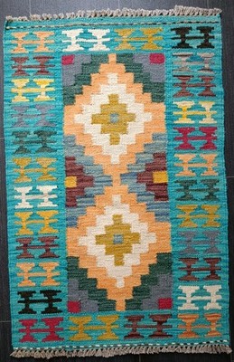 Tribal Handmade Afghan Carpet Kelim Rug Traditional Oriental Wool Rug, 90x59 CM