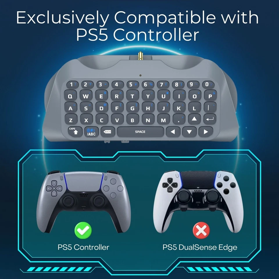 Controller Keyboard for PS5 Playstation 5 Dualsense Wireless Controller, Grey - Image 2 of 4