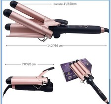 Curling Wand Hair Waver 25mm Iron Foldable 3 Barrel For Loose Easy Beachy Waves