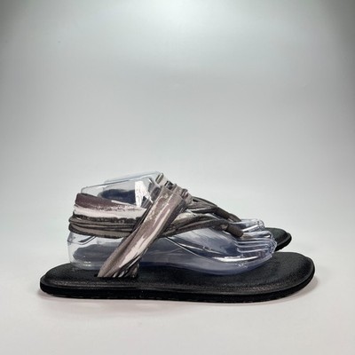 Sanuk Yoga Sling 2 Black Striped Comfortable Slip On Sandals Women s Size 10