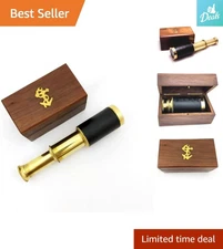 Beautifully Crafted 6" Brass Telescope with Wooden Box for Unique Home Decor