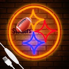 Football Team Neon Sign, Cool Dimmable Light Up Football Team Logo Hanging US...