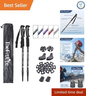 Durable Ultralight Trekking Poles with Non-Slip Handling & Accessory Kit, 51.2in