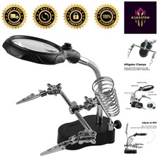 Helping Hands Magnifying Glass Station - 3.5X/12X, LED Light Alligator Clips