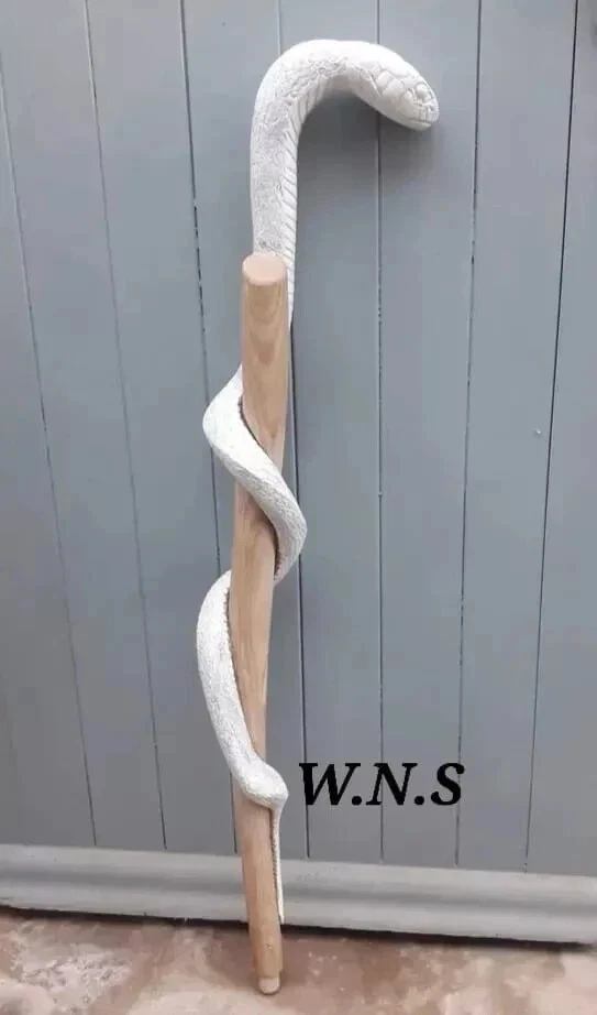 Wooden walking stick hand carved cobra snake handmade walking cane animal - Image 2 of 2