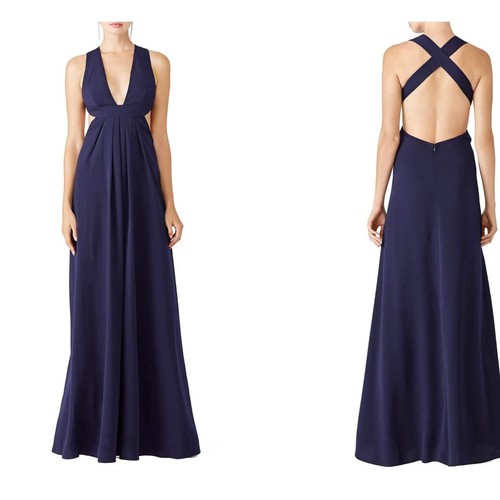Jill Jill Stuart Violet navy blue Cross Back Gown size 8 formal dress Bridesmaid