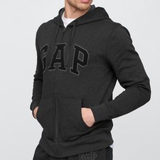 GAP Factory Relaxed Heritage Gap Logo Zip Hoodie Dark Grey Men s