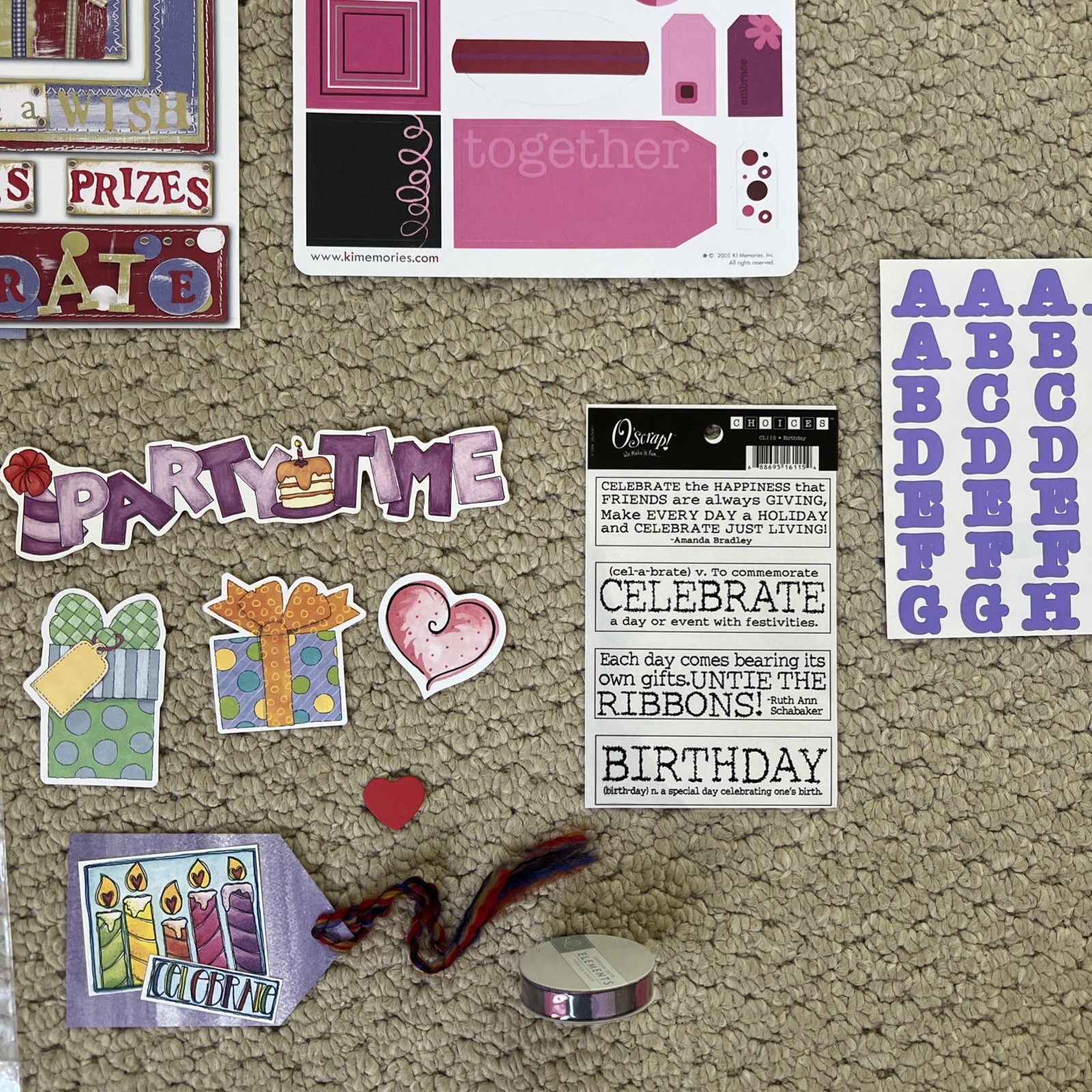 Birthday Time Themed Embellishment Kit