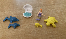 Polly Pocket Mini Meerjungfrau Muschel Delphin Fisch Schildkröte rare Rarität