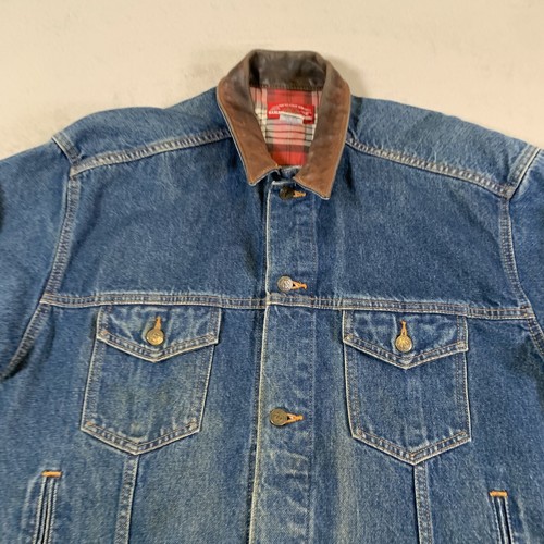 Giacca denim vintage anni 90 Marlboro Country Store collo pelle taglia large - Foto 2 di 15