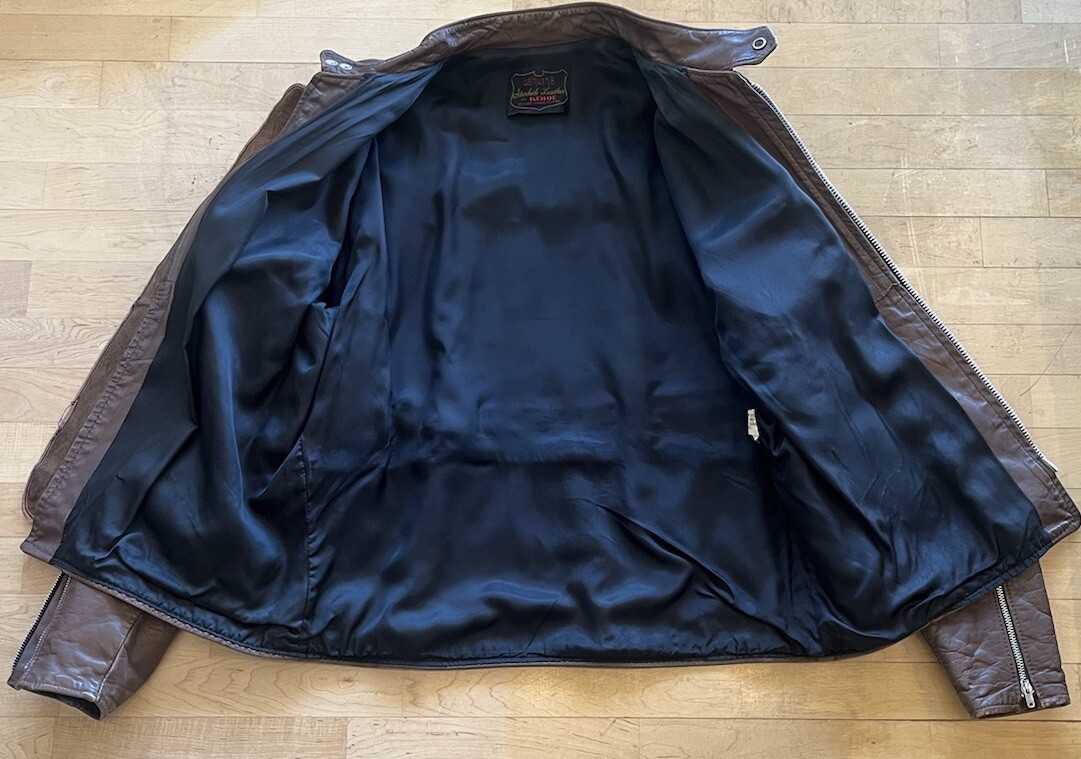 Vintage Kehoe Steerhide Leather Jacket Cafe Racer Talon Zippers