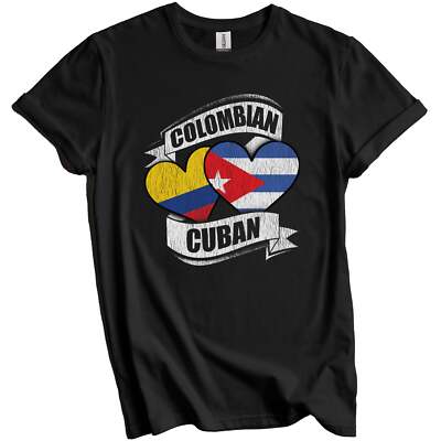 Colombian Cuban Hearts Colombia Cuba Flags T-Shirt