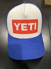 YETI American Logo Badge Snap Back Trucker Hat Blue White Red NEW