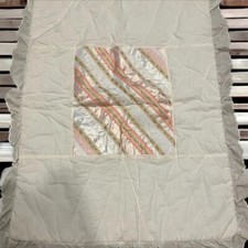 Vintage Pink White Ruffle Baby Bedding Crib Quilt Cottagecore Dainty Flowers EUC