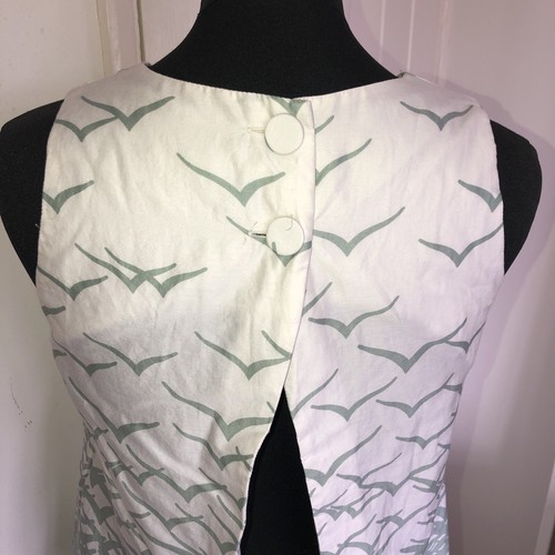Topshop Cream Bird Print Split Back Sleeveless Cotton Top UK 10 exc cond Y2K vtg - Picture 14 of 24