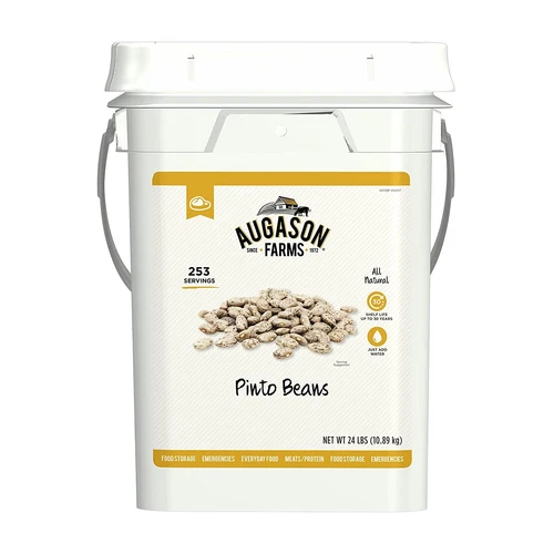 Augason Farms Pinto Beans 24lb Large Bucket Bulk Emergency Food Storage,30 Year