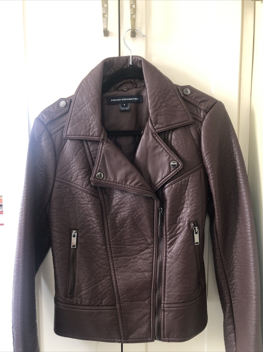 Joker Plum Moto Jacket NWOT FRENCH CONNECTION PURPLE FAUX LEATHER MOTO