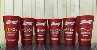 ワールドカップ カタール現地限定Budweiserカップ500mL非売品１０個組 FIFA World Cup Qatar 2022 Budweiser Cup (Hard Plastic) Set