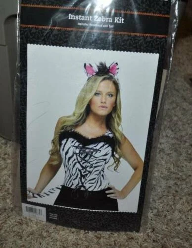 Kit Cebra Disfraz Halloween 14+ Negro Blanco Diadema Orejas y Cola 2 Piezas Accesorio Foto 2 de 2