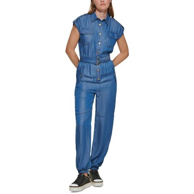 Karl Lagerfeld Paris Womens Blue Chambray Dolman Casual Jumpsuit 12 BHFO 0013