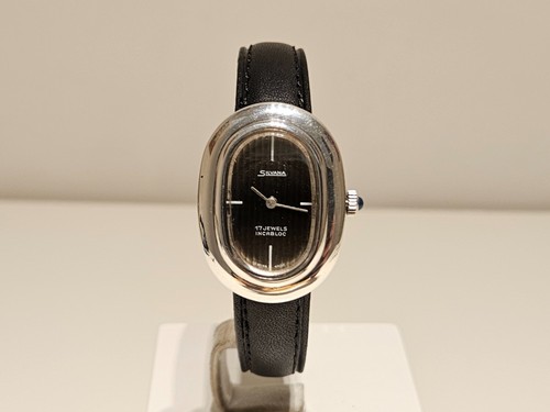 VINTAGE SWISS LUXURY OVAL STERLING SILVER 925 LADIES MECHANICAL WATCH "SILVANA" - Picture 7 of 10