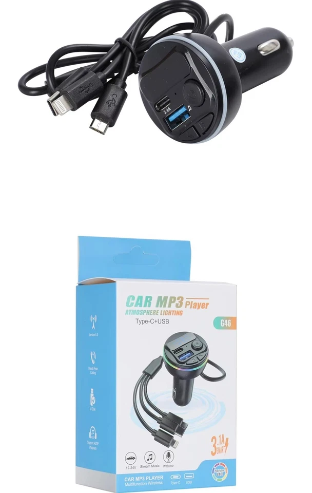 Kfz-FM-Sender, Bluetooth 5,3-Headset, Radio FM-Modulator,Auto Transmitter,USB,C - Bild 4 von 4