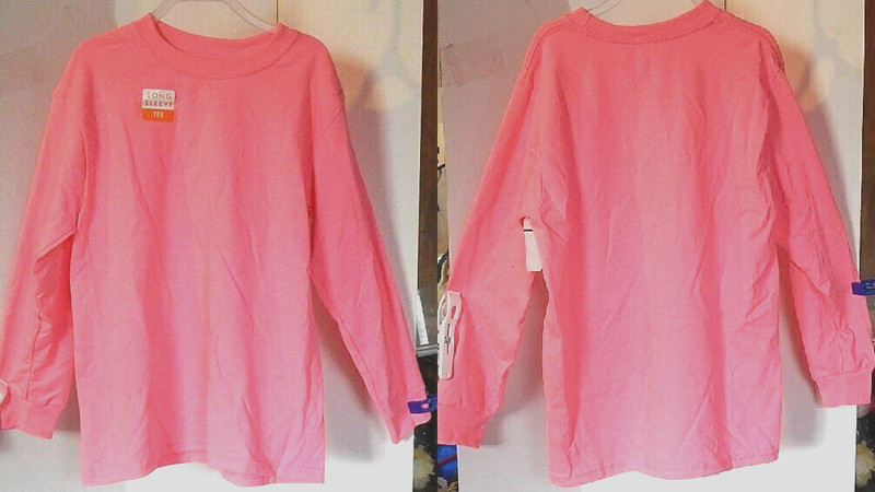 Fruit of the Loom Crewneck Long Sleeve Tee T-Shirt Hot Pink Size Medium(8) Youth
