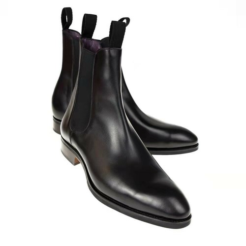 Mens Faux Leather Ankle Boots Casual Retro Pointed Toe Party Dress Shoes Chelsea - Afbeelding 1 van 8