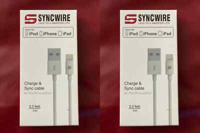 *2 PACK* SYNCWIRE SW-01 Lightning 1m/3.3ft Cables for iPhone iPad MFi-Certified