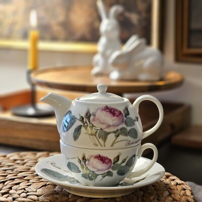 Rare Find: Bone China Redoute Roses by Roy Kirkham Stacking Tea