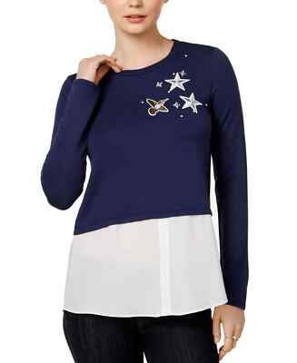 Maison Jules Layered Look Patches Top Blue Women S