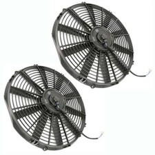 2x 24v Universal Ac Cooling Fan Radiator Car Truck Black Electric Condenser 14