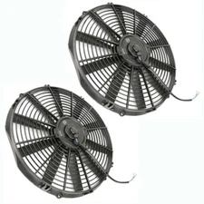 2x 24V Universal A/C Cooling Fan radiator Car Truck Black Electric Condenser 14"