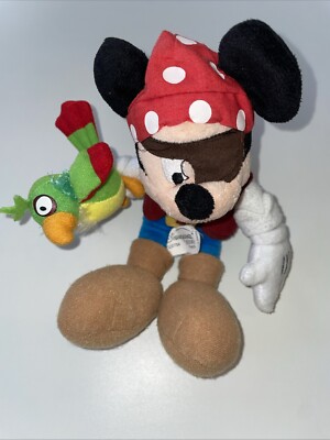 RAR - Mickey Mouse Plüsch Pirat mit Papagei Disney Land Resort Paris 25 cm
