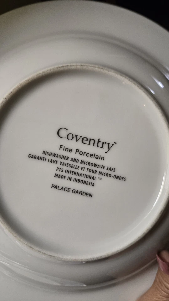  Platos Coventry Porcelana Fina Palacio Jardín Azul Amarillo 3 Piezas Foto 3 de 4